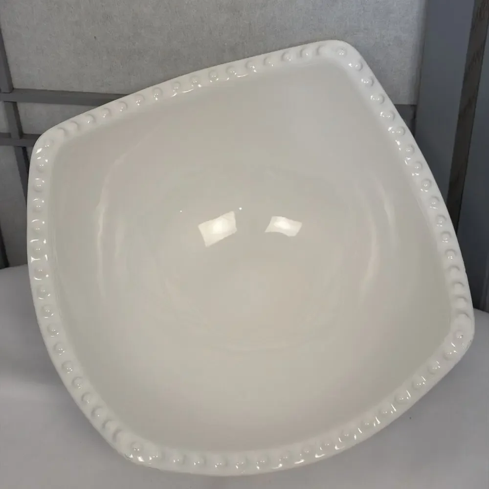 CERIART Made In Portugal Large White 4 Corner Square 10” Serving Bowl - READ